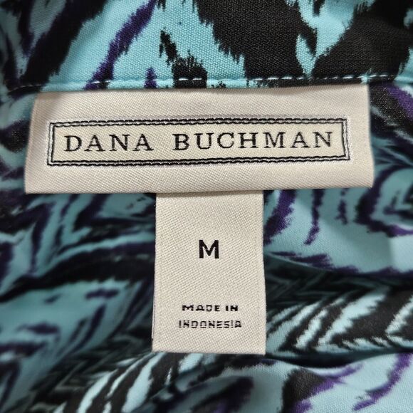 Dana Buchman Womens Pleated Button Up Top Size Medium Geometric Chevron Tribal - Picture 3 of 12